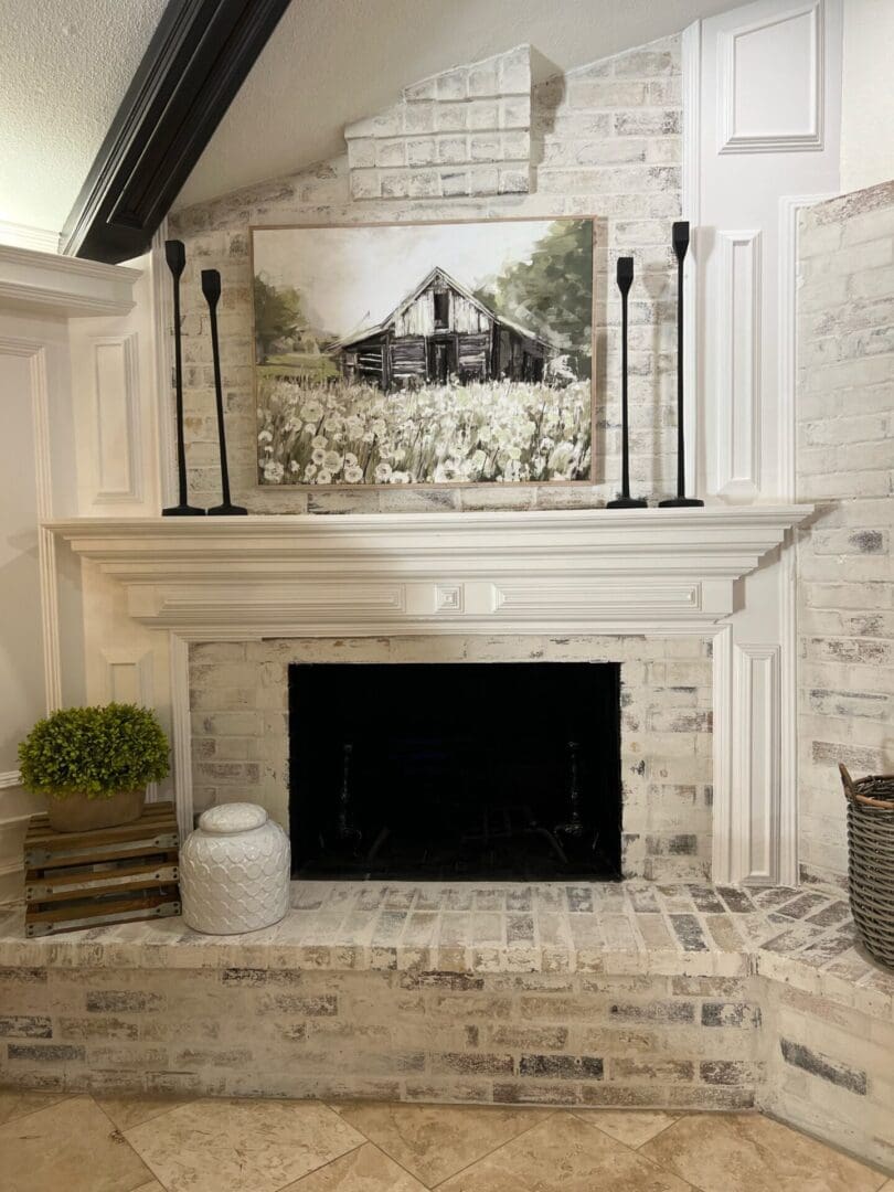 white fireplace