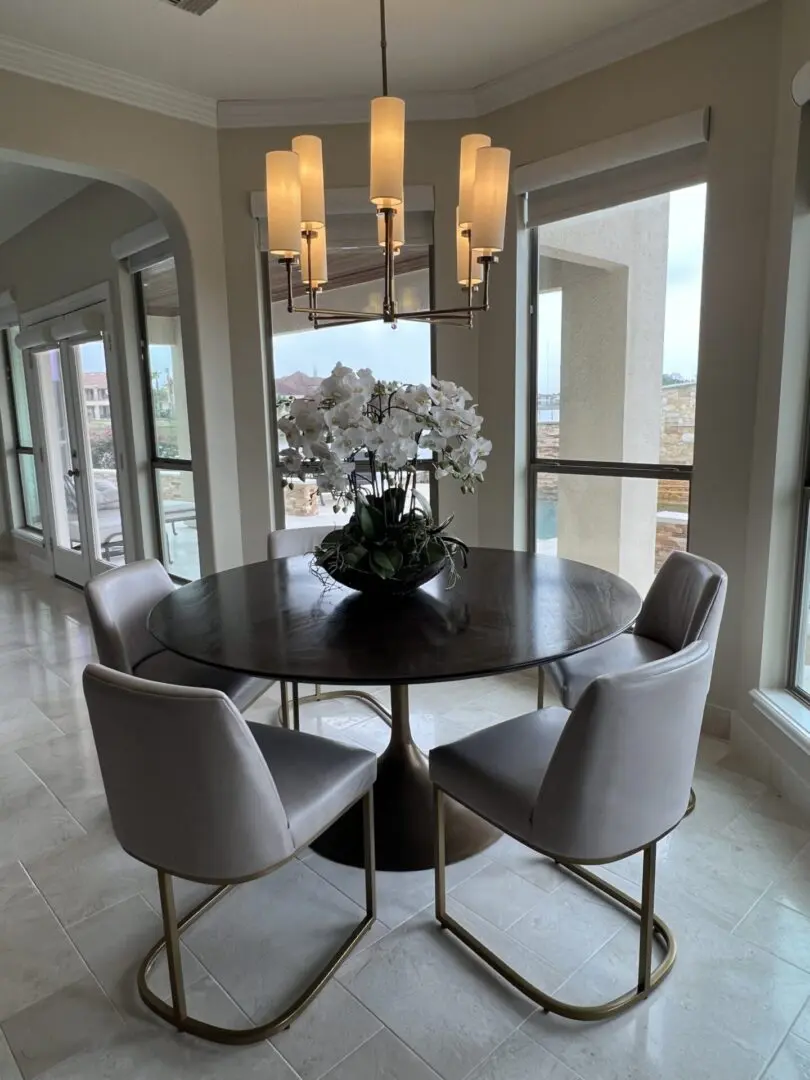 dark dining table and chairs