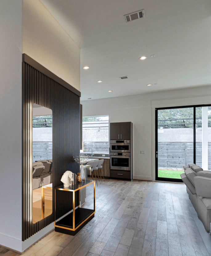 living room with large windows