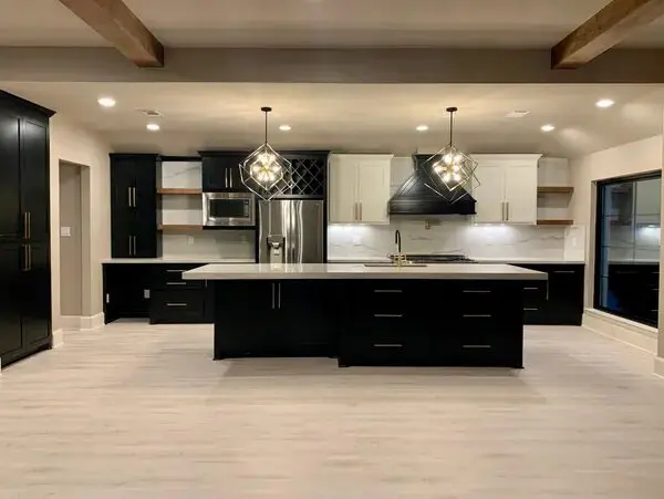 black and beige kitchen